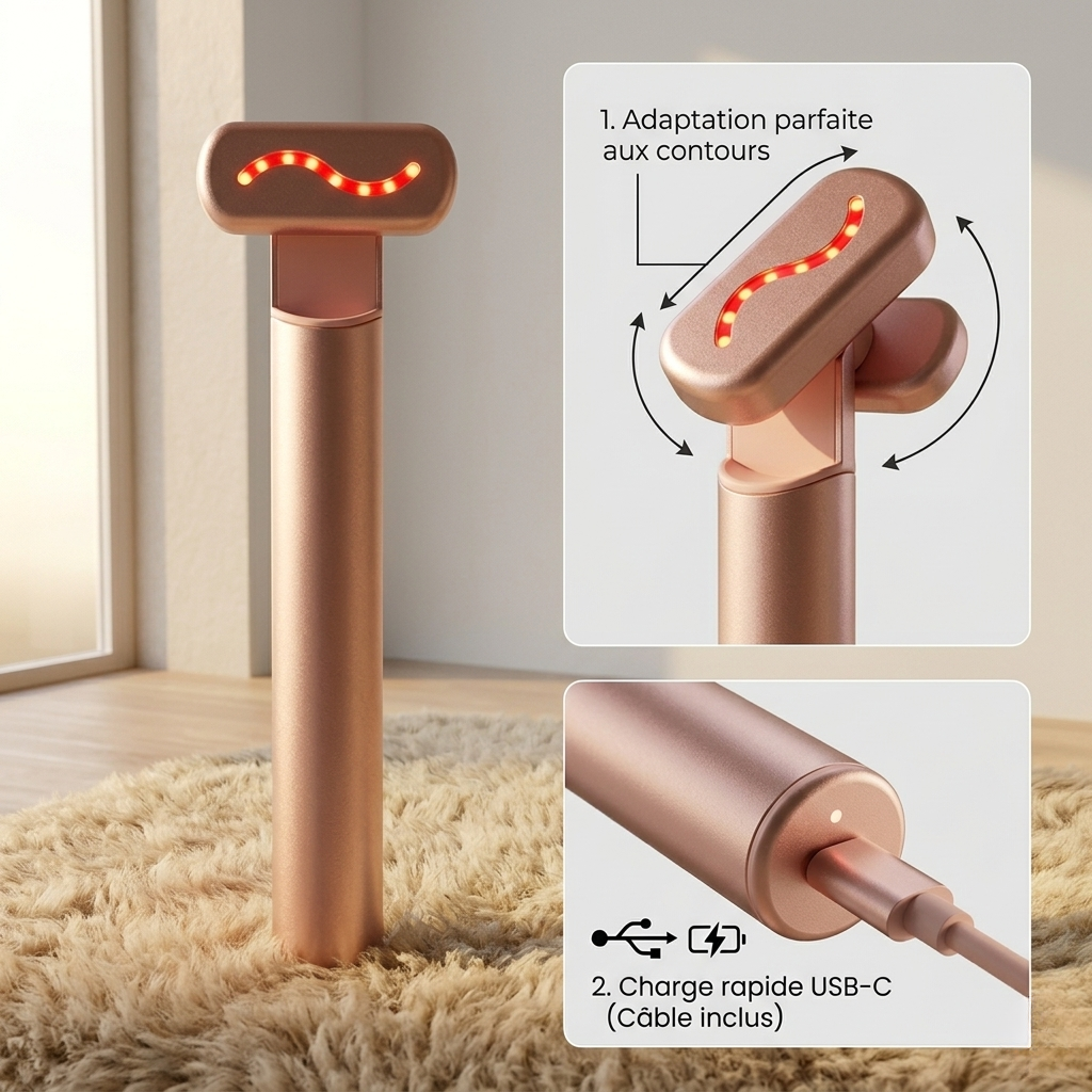 Claria Glow 4 technologies micro-courants EMS chaleur vibrations LED rouge